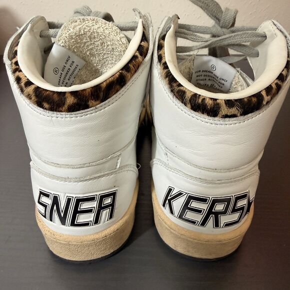 Golden Goose High Top Signature Sneakers Womens Sz 38 Sky Star Pony Hair Leopard - Picture 6 of 16